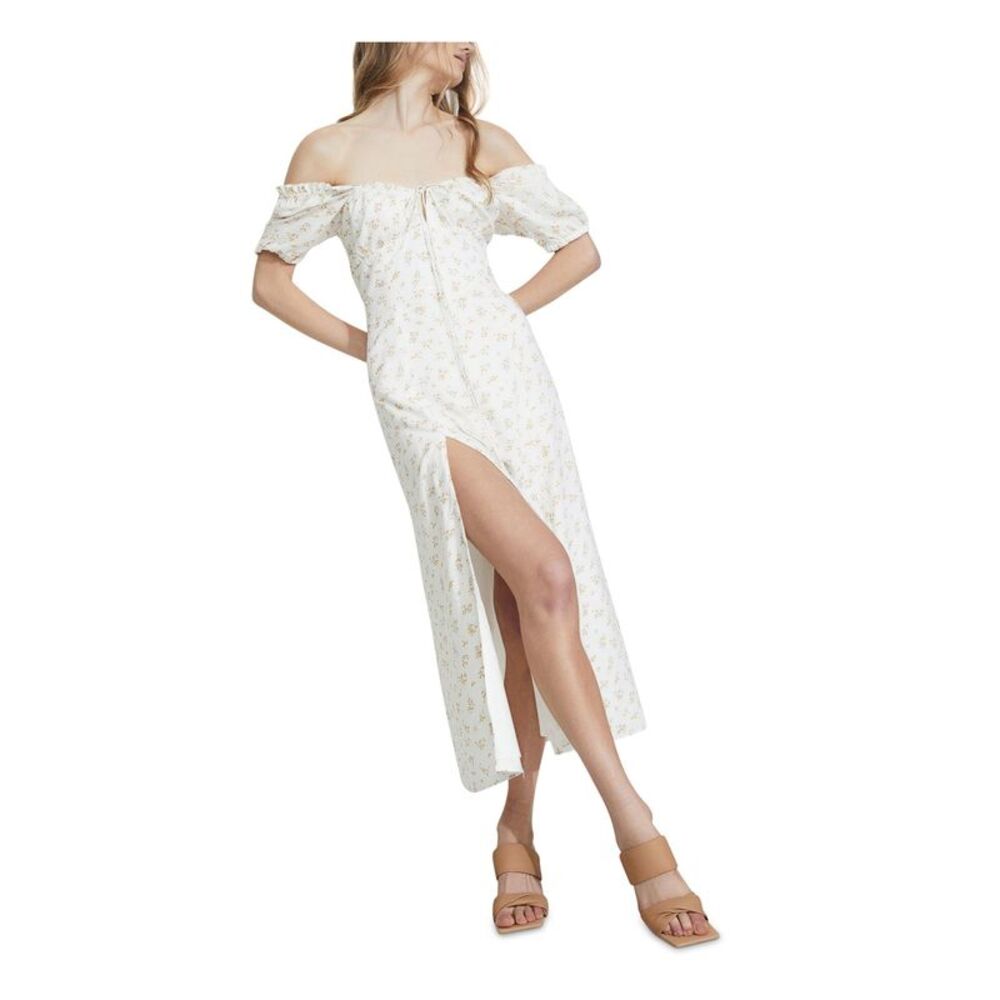 BARDOT Womens Ivory Short Sleeve Sweetheart Neckline Midi Fit + Flare Dress L